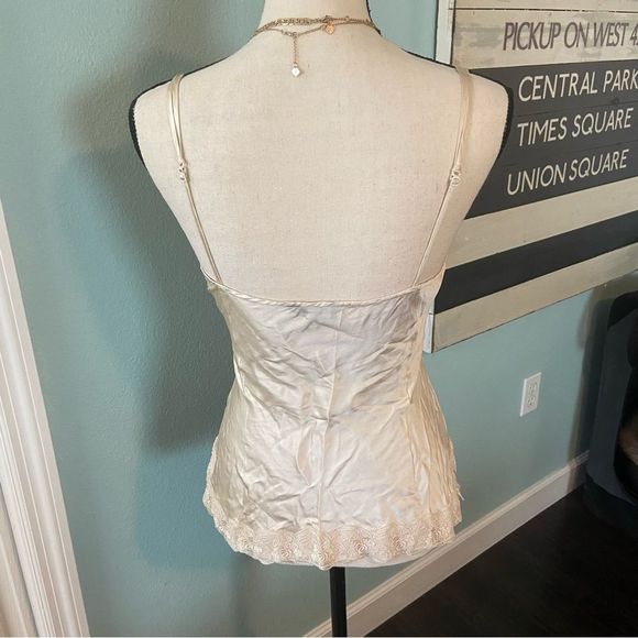 Y2K 100% Silk Lace Cream Camisole Tank - Picture 4 of 5